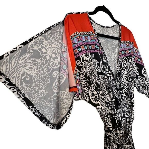 Venus Damask Surplice Split Flutter Sleeve Tie Belt Jumpsuit Multicolor Small - Picture 3 of 6